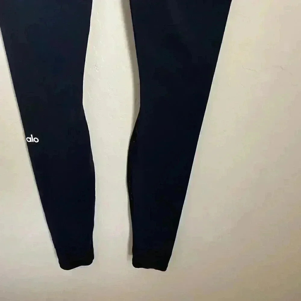 Alo Yoga High Waist Ripped Warrior Leggings Black Laser Cut Distressed Yoga S - Picture 12 of 15
